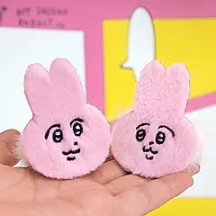 粉紅兔子毛茸茸髮圈套組