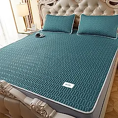 【ONE HOUSE】印花/素色 乳膠冰絲涼蓆-雙人/ 素面_雙人-素藏青