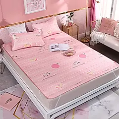 【ONE HOUSE】日式超涼爽冰絲涼蓆(雙人三件套)/ 雙人-簡約蜜桃