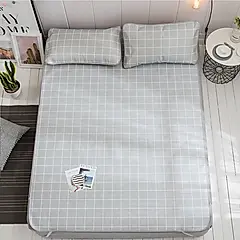 【ONE HOUSE】日式超涼爽冰絲涼蓆(雙人加大三件套)/ 雙人加大-格子灰