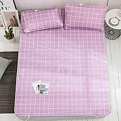 【ONE HOUSE】日式超涼爽冰絲涼蓆(雙人加大三件套)/ 雙人加大-格子粉