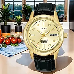 ALBA 雅柏 Tokyo Design 香檳金晶鑽機械女錶-36mm (AL4672X1/Y676-X085G)