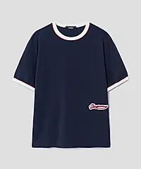 JACQUEMUS 深藍底白邊草寫LOGO短袖TEE_男/中性/ M