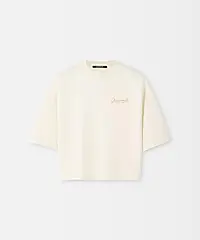 JACQUEMUS 米白LOGO大寬袖短版TEE/女/ L