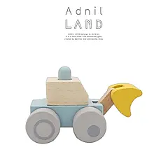 【日本Adnil LAND】寶寶木頭卡車玩具/ 淺藍色挖土機