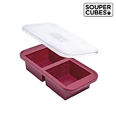 【Souper Cubes】多功能食品級矽膠保鮮盒-酒紅色/ 2格