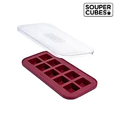 【Souper Cubes】多功能食品級矽膠保鮮盒-酒紅色/ 10格