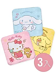 【ONEDER旺達棉品】三麗鷗小方巾/ 大耳狗+凱蒂貓+布丁狗-01/ 20x20/條