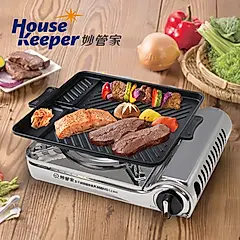 妙管家 全不鏽鋼磁吸卡式爐 K800MS+不沾長型烤盤HKGP-005