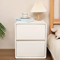 【AOTTO】北歐簡約雙層實木抽屜床頭櫃(收納櫃 床頭櫃 置物櫃)