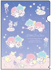 日本 sun-star 美樂蒂X酷洛米XKikiLala 透明資料夾/ A4/ KikiLala夜空