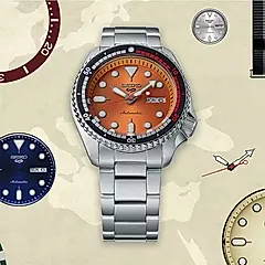 SEIKO 精工 5 Sports 55周年限量 熱帶橘 機械錶 (SRPK07K1/4R36-15C0U)