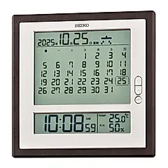 SEIKO 精工 溫溼度顯示 座掛兩用數位月曆顯示電子座鐘 (QHL100B)