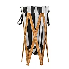 【dayneeds】布藝木質折疊衣籃/ 黑白條紋