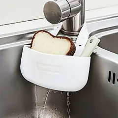 日本Imakara 廚房水槽用矽膠瀝水收納掛籃-3入/ 白