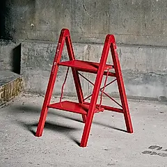 日本天馬 輕量鋁合金二步寬踏梯/折疊梯(窄型款)/ 磚紅