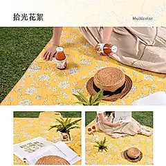 OUTSY台灣製獨家花色點點綁帶輕量野餐墊/ 拾光花絮