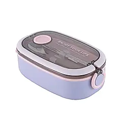 HOUSUXI不鏽鋼好提便當盒/ 附餐具/ 粉紫