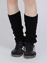 【ONEDER旺達棉品】針織小腿襪套/ 針織麻花-黑