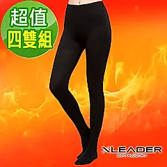 【Leader X】台灣製 緊緻束腹-鋅石墨烯提臀熱塑褲襪 加大款 全足褲襪 (超值四雙組)