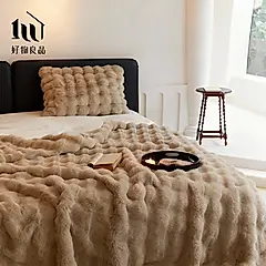 【好物良品】抱枕45x45cm二入組_可水洗烘乾厚質高密度保暖親膚滑順仿兔絨毛毯被蓋毯/ 抱枕45x45cm二入組/ 卡其色