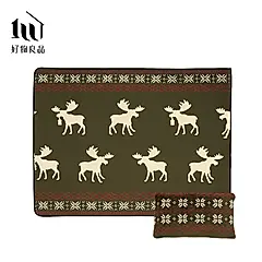 【好物良品】聖誕特選折疊空調毯辦公室趴睡枕兩用款/ 80x100cm/ 北歐麋鹿墨綠