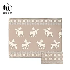 【好物良品】聖誕特選折疊空調毯辦公室趴睡枕兩用款/ 80x100cm/ 北歐麋鹿卡其