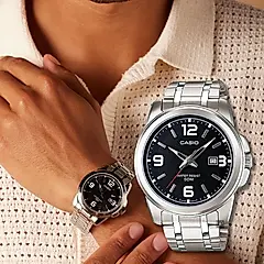 CASIO 卡西歐紳士指針手錶-黑x銀(MTP-1314D-1AVDF)