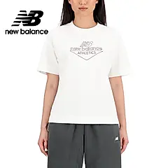 【New Balance】簍空LOGO棉質短袖上衣_AWT33526SST_女性_牙白色/L