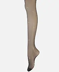 日本 Tabio 閃亮愛心印花絲20丹絲襪/ 12/ Black+Silver