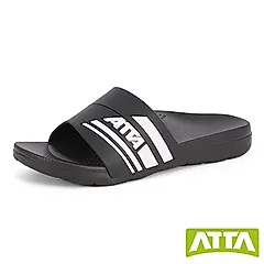 ATTA運動風圖紋室外拖鞋-黑白25號