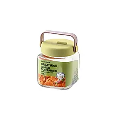 LocknLock樂扣樂扣單向排氣玻璃密封罐/ 1L/ 黃綠