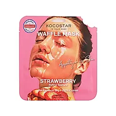韓國KOCOSTAR鬆餅格精華液面膜/ 草莓/ 細紋護理