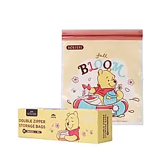 HOUSUXI迪士尼小熊維尼雙夾鏈保鮮袋/ M/ 20入/ 盒