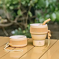 樹可輕行矽膠摺疊吸管杯/ 250ml/ 芽黃