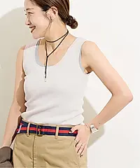 JS/U Neck knit Tank(4)/針織衫/本色紗布色(016)/FREE