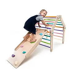 happymoon多功能遊戲攀爬架 彩色攀爬架+單片彩色攀岩/溜滑梯