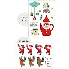 日本 DECOLE Concombre 聖誕旅貓裝飾壁貼/ 聖誕咖啡