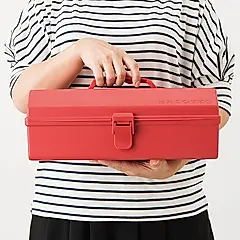 日本天馬 HACOTTO 長形多功能PP手提式收納工具箱-珊瑚紅