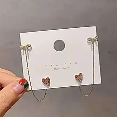 My'stere韓系愛心鑲鑽蝴蝶結耳骨夾耳環