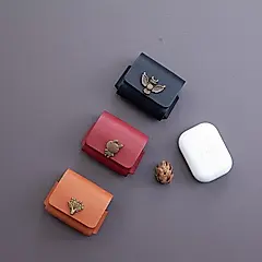 Be Two Airpod pro保護皮套_紅色皮革_可愛兔/豆沙粉蠟線