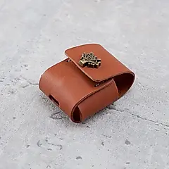 Be Two Airpod保護皮套_棕色皮革_小樹/暖灰色蠟線