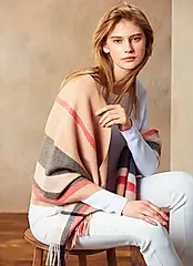 ST.MALO秘魯100% Baby Alpaca英格蘭格紋幼羊駝披肩/ 典藏米