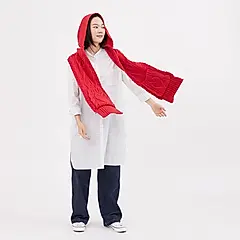 好我 so that's me Milly麻花針織連帽口袋圍巾/ 紅