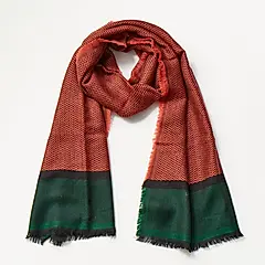 i prefer山型線條橘薄毛圍巾