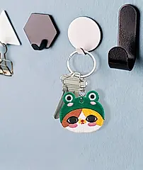 拉查花刺繡吊飾鑰匙圈/ 青蛙