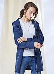 ST.MALO風衣式剪裁黃金比例縮腰長版防曬外套-2004WJ-銀河藍-L號