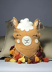 ST.MALO秘魯工匠手工刺繡羊駝造型抱枕/ 棕色