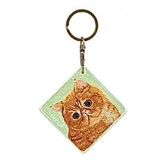 EMJOUR雙面刺繡吊飾/ 加菲貓