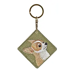 EMJOUR雙面刺繡吊飾/ 吉娃娃